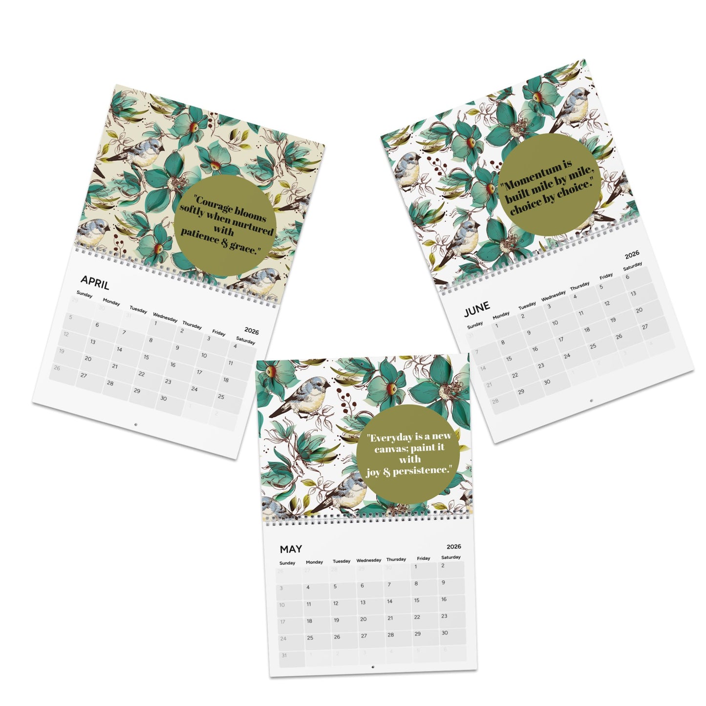Wall Calendar 2026, Vibrant Monthly Design with Motivational Quotes, Desk Calendar, Office Decor