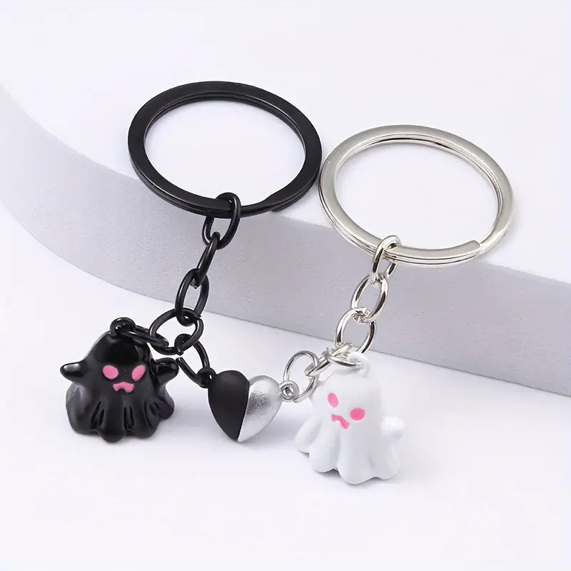 Unique Halloween Ghost Keychain Set for Besties or Couples