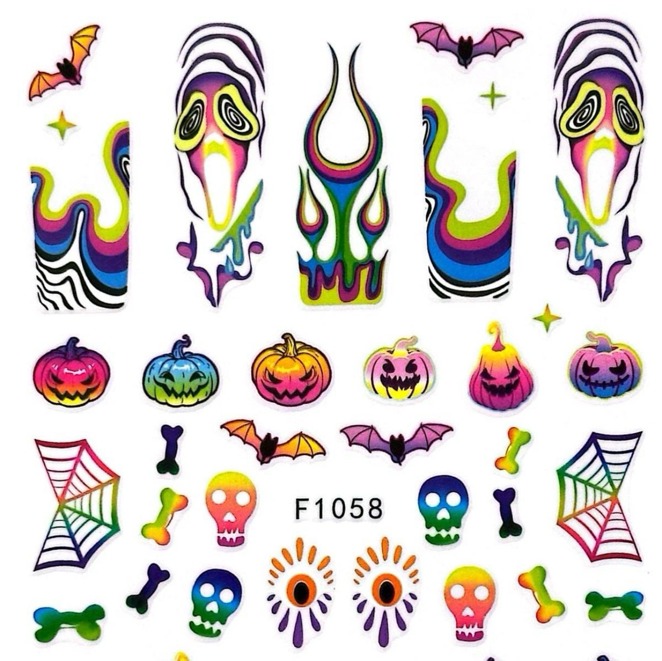 Fun Cute Halloween Nail Stickers - Pack of 5 with included Storage Album