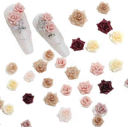 100 pcs 3d Rose Resin Nail Art Charms