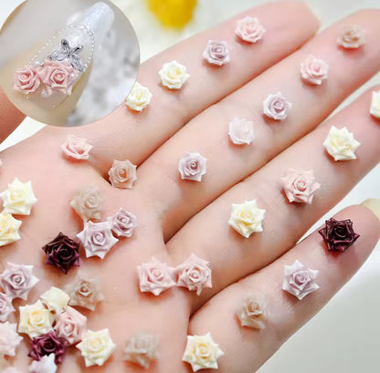 100 pcs 3d Rose Resin Nail Art Charms