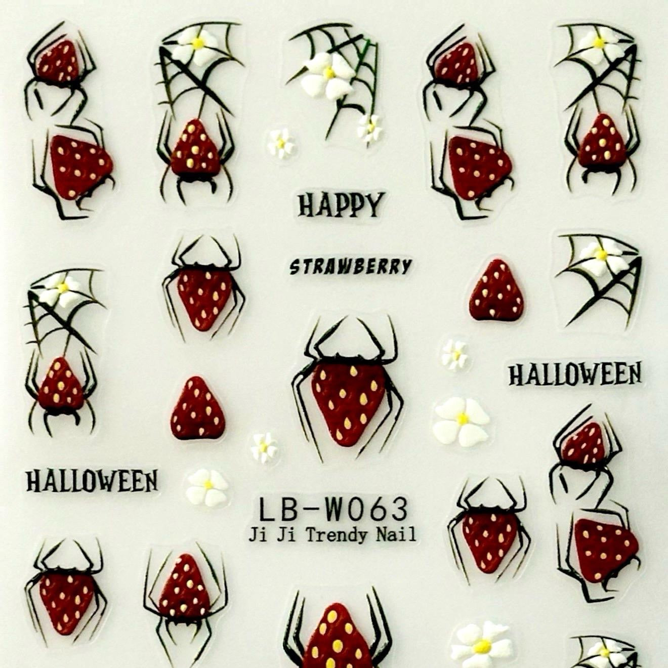 Halloween Nail Art Stickers - Spooky Flowers,  Spider Webs, Ghosts, and Skulls - Pack of 5 with Decal Album