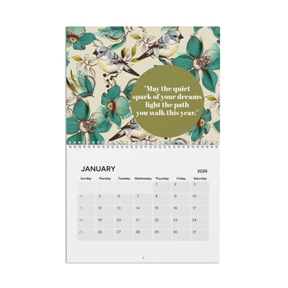 Wall Calendar 2026, Vibrant Monthly Design with Motivational Quotes, Desk Calendar, Office Decor