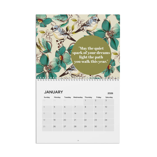 Wall Calendar 2026, Vibrant Monthly Design with Motivational Quotes, Desk Calendar, Office Decor