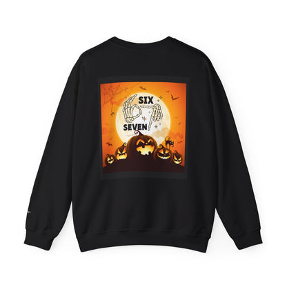 Halloween-Themed Sweatshirt, Cozy Fall Sweater for Spooky Season, Unisex Crewneck Jumper, Trick-or-Treating Pullover, Viral 6 - 7 Design