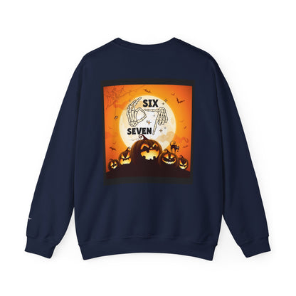 Halloween-Themed Sweatshirt, Cozy Fall Sweater for Spooky Season, Unisex Crewneck Jumper, Trick-or-Treating Pullover, Viral 6 - 7 Design