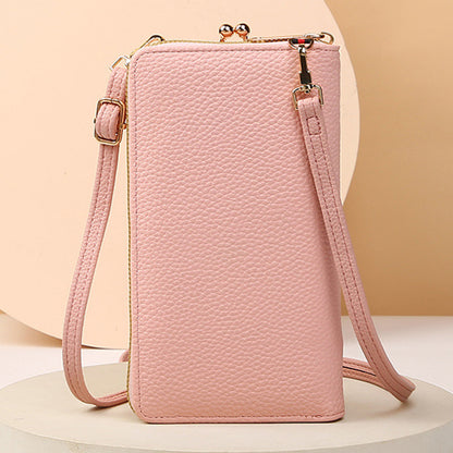 Flower Embroidery Phone Bag With Kiss Lock Closure - Buckle Outdoor Long Wallet -Fashion Shoulder And Crossbody Bags
