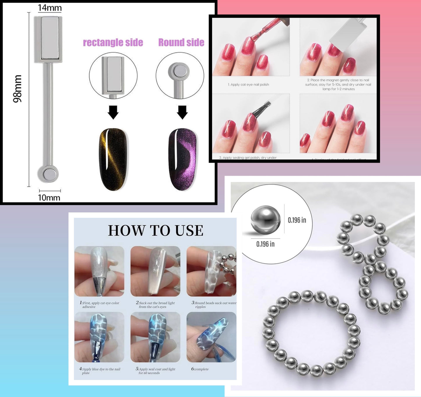 Cat-Eye Master Kit: 3-in-1 Hearts & Shapes + Water-Effect Tools + Double-Head Stick Magnet