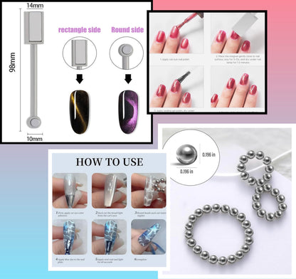 Cat-Eye Master Kit: 3-in-1 Hearts & Shapes + Water-Effect Tools + Double-Head Stick Magnet