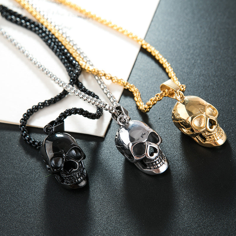 Halloween-Goth Style-Skull Necklace-Unisex Fashion Titanium Steel Accessory