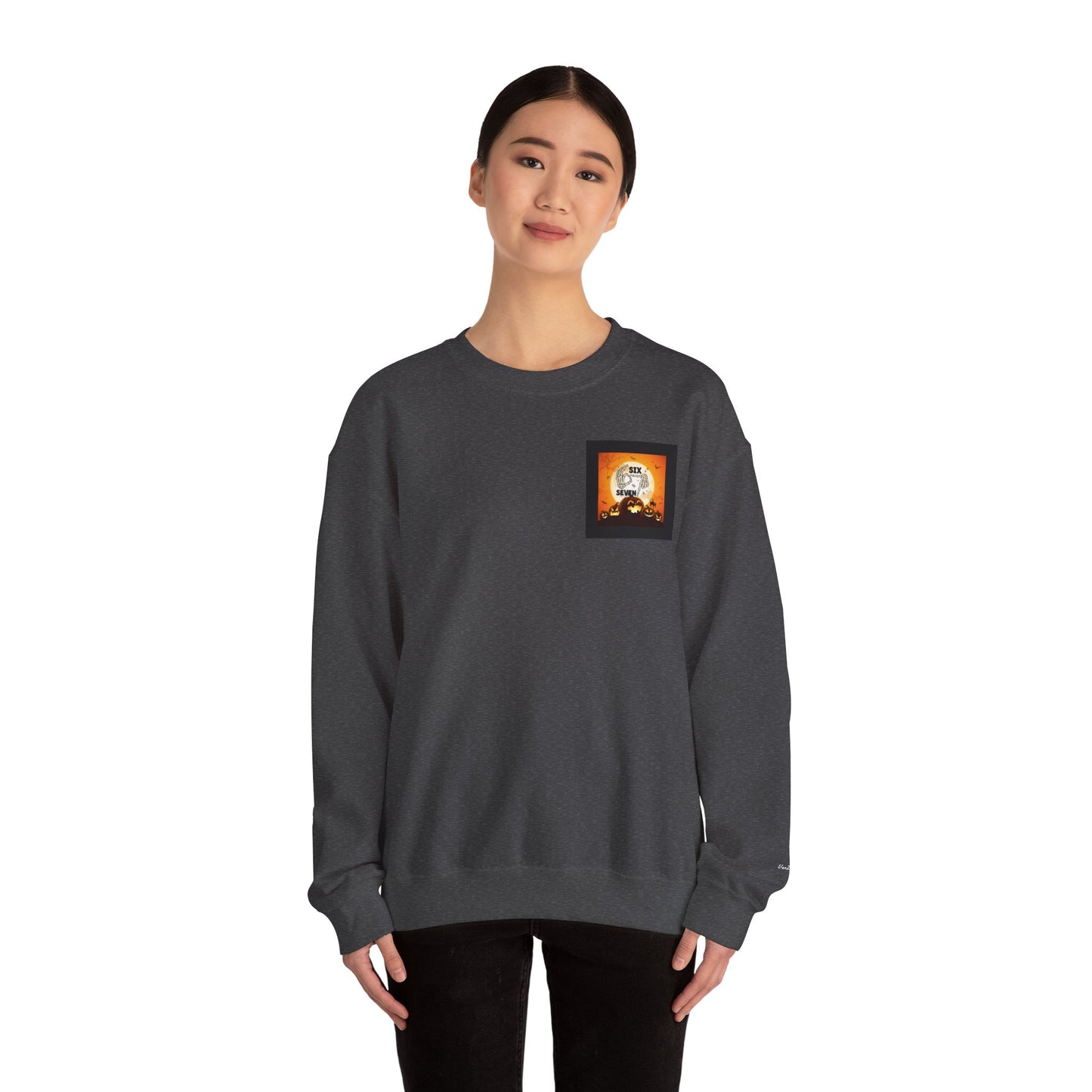 Halloween-Themed Sweatshirt, Cozy Fall Sweater for Spooky Season, Unisex Crewneck Jumper, Trick-or-Treating Pullover, Viral 6 - 7 Design