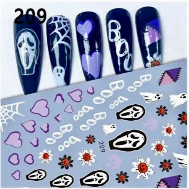 Ghost Face and NBC Themed Halloween Nail Stickers for Nail Decorations - Pack of 5 Nail Art Stickers and 1 Decal Album