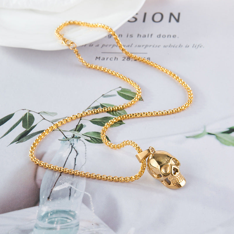 Halloween-Goth Style-Skull Necklace-Unisex Fashion Titanium Steel Accessory