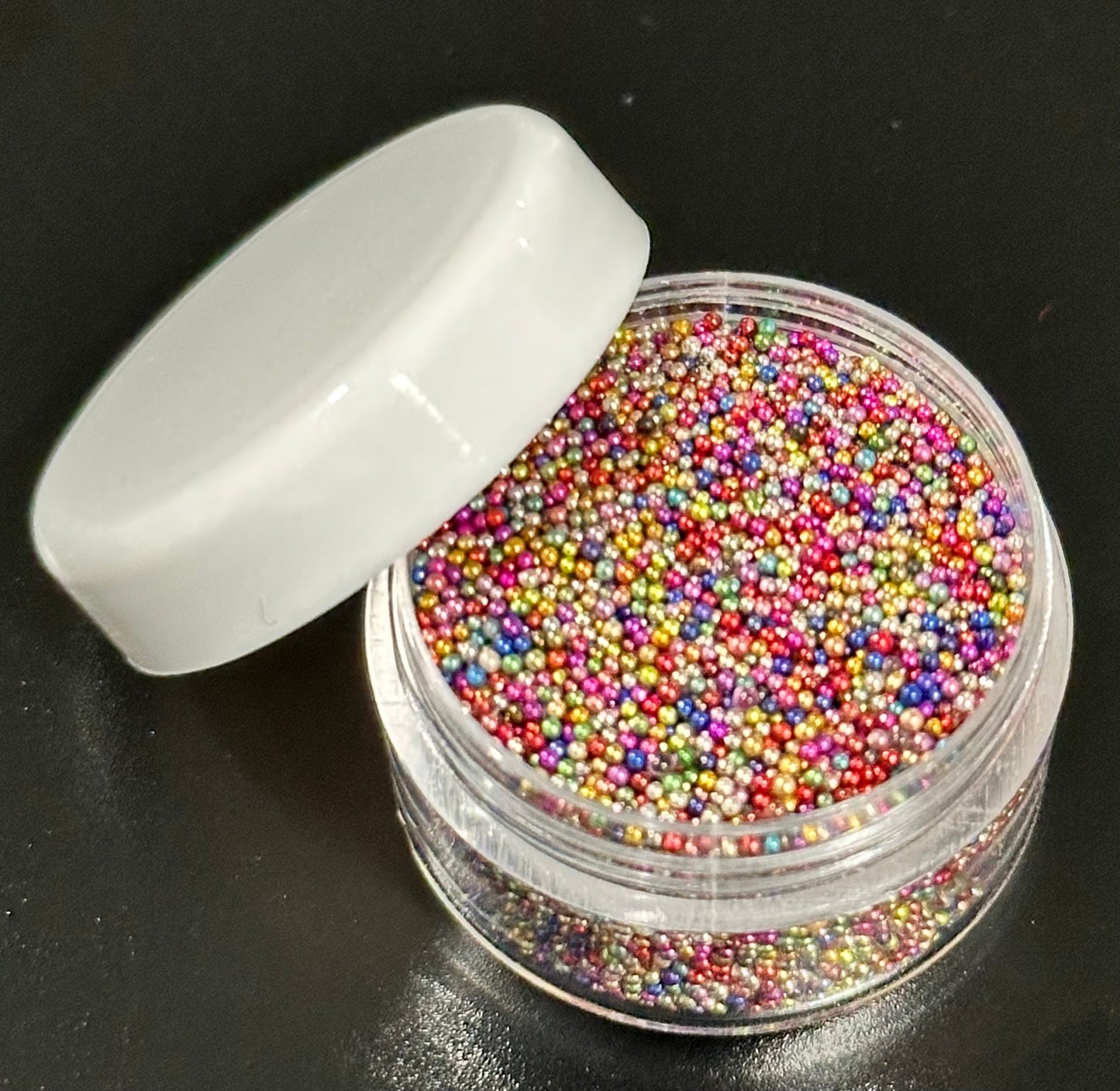 3pc Gold Silver & Colorful 0.4mm Metallic Caviar Nail Beads – 3 Jars for 3D Nail Art, DIY Nail Design, Nail Accessories