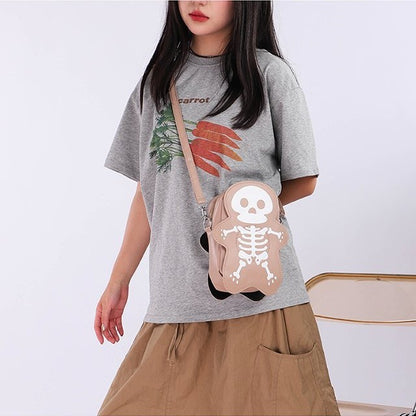 Halloween Skull Shoulder Bag Y2K Fashion Funny Cute Messenger Crossbody Bags Women Small Phone Bag
