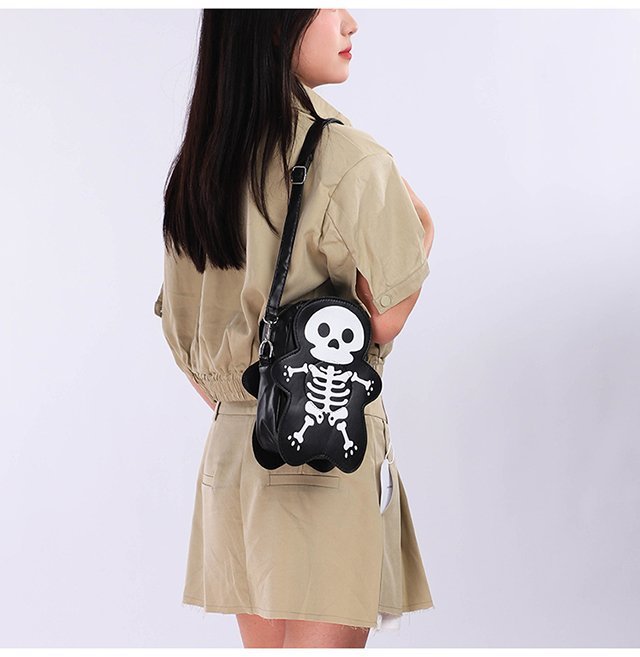Halloween Skull Shoulder Bag Y2K Fashion Funny Cute Messenger Crossbody Bags Women Small Phone Bag