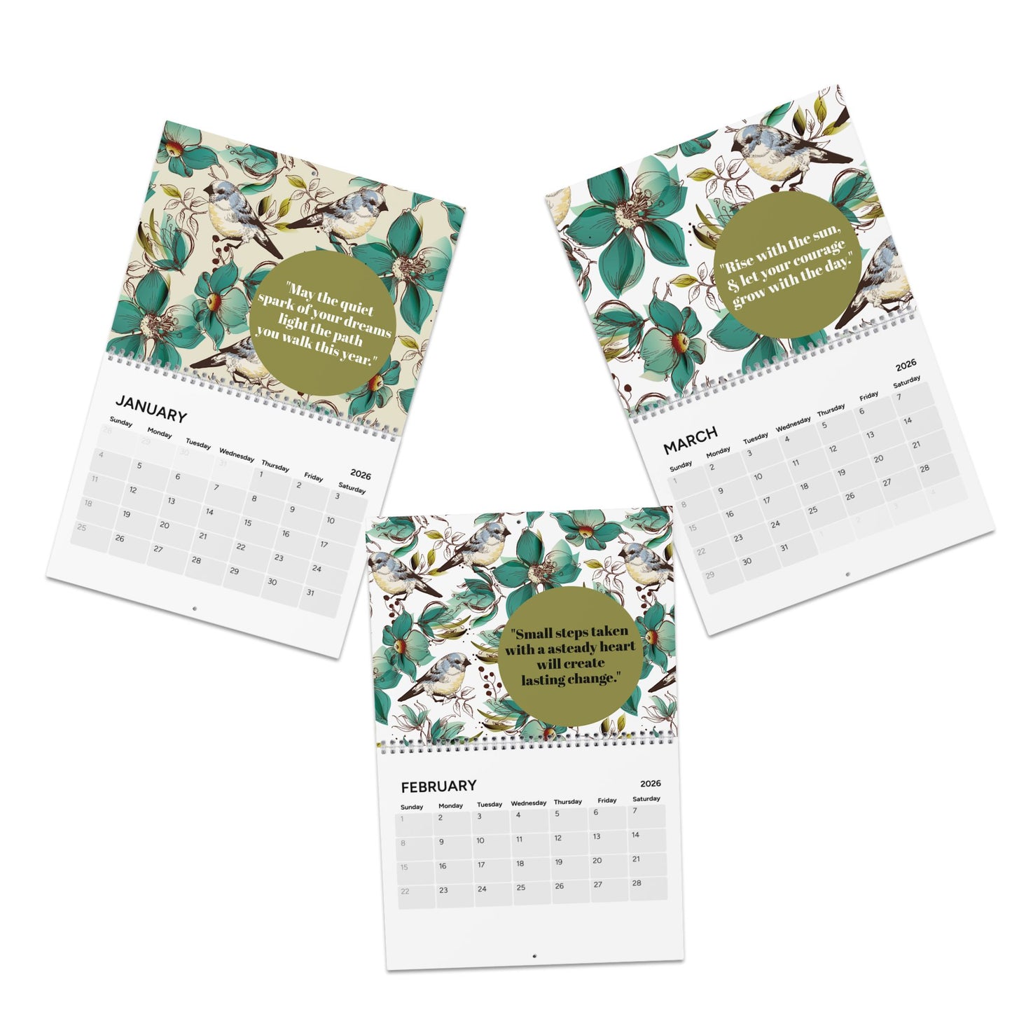 Wall Calendar 2026, Vibrant Monthly Design with Motivational Quotes, Desk Calendar, Office Decor