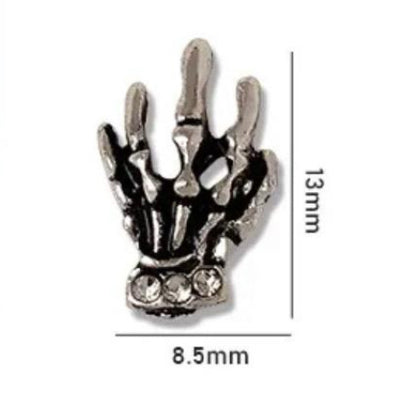 12 Piece Pack Halloween Nail Art Charms - Skeleton Hands, Rabbits, Spiders