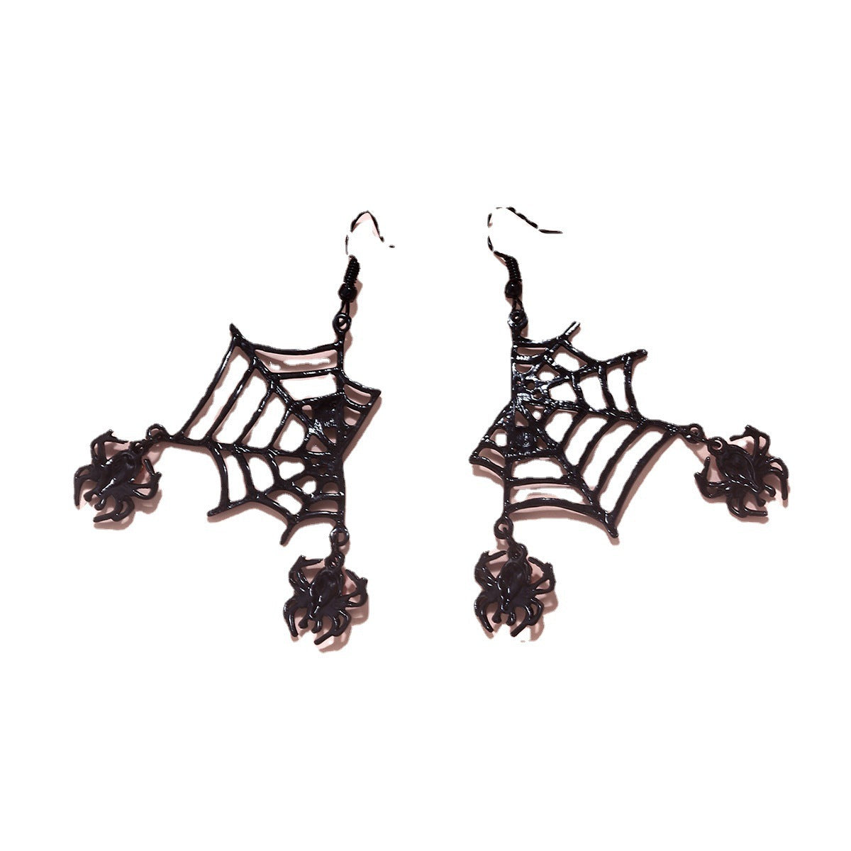 Creative Handmade Spider Web Earrings with Faux Rubies – Dangling Red Rhinestone Spiders, High-End Alloy Jewelry