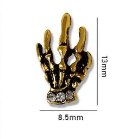 12 Piece Pack Halloween Nail Art Charms - Skeleton Hands, Rabbits, Spiders