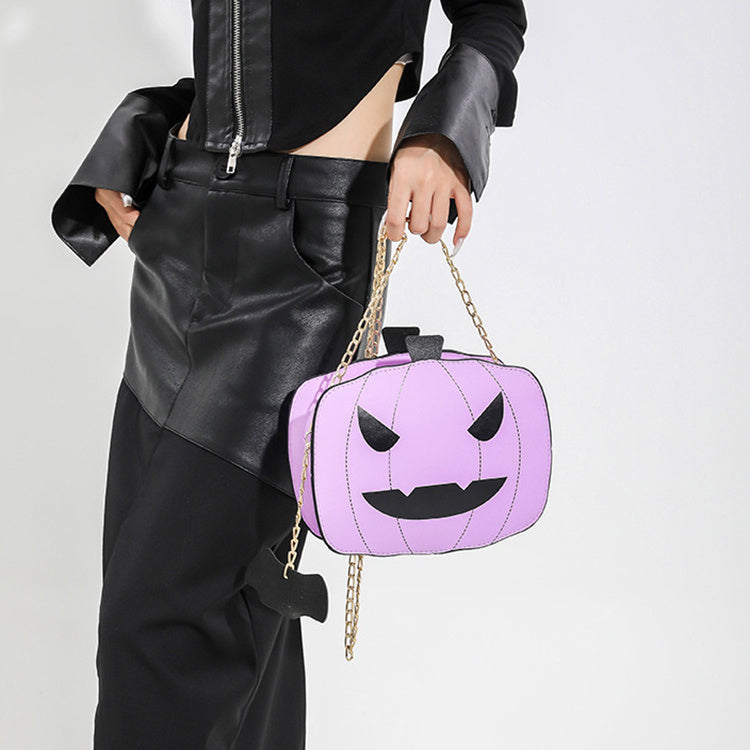 Halloween Cartoon Pumpkin Shoulder Bag For Personality Funny Creative Chain Crossbody Bags Men, Women, Girls