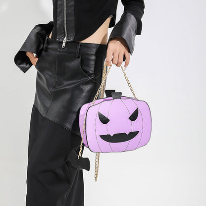 Halloween Cartoon Pumpkin Shoulder Bag For Personality Funny Creative Chain Crossbody Bags Men, Women, Girls