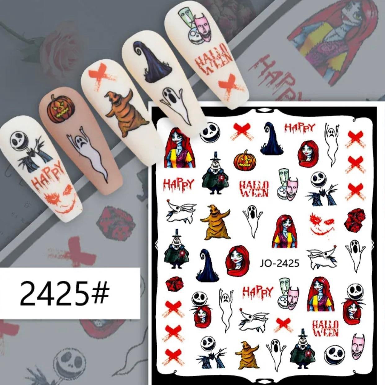 Ghost Face and NBC Themed Halloween Nail Stickers for Nail Decorations - Pack of 5 Nail Art Stickers and 1 Decal Album