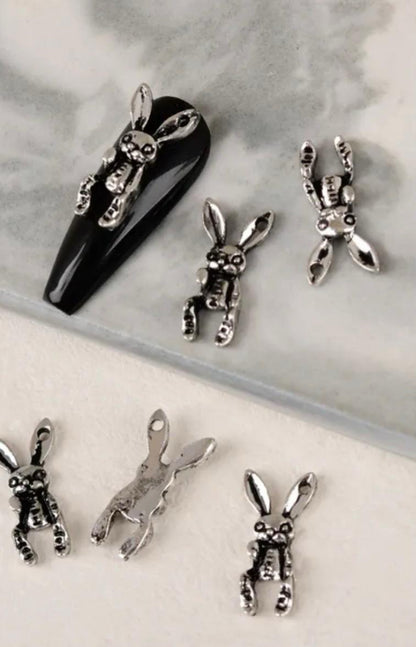 12 Piece Pack Halloween Nail Art Charms - Skeleton Hands, Rabbits, Spiders