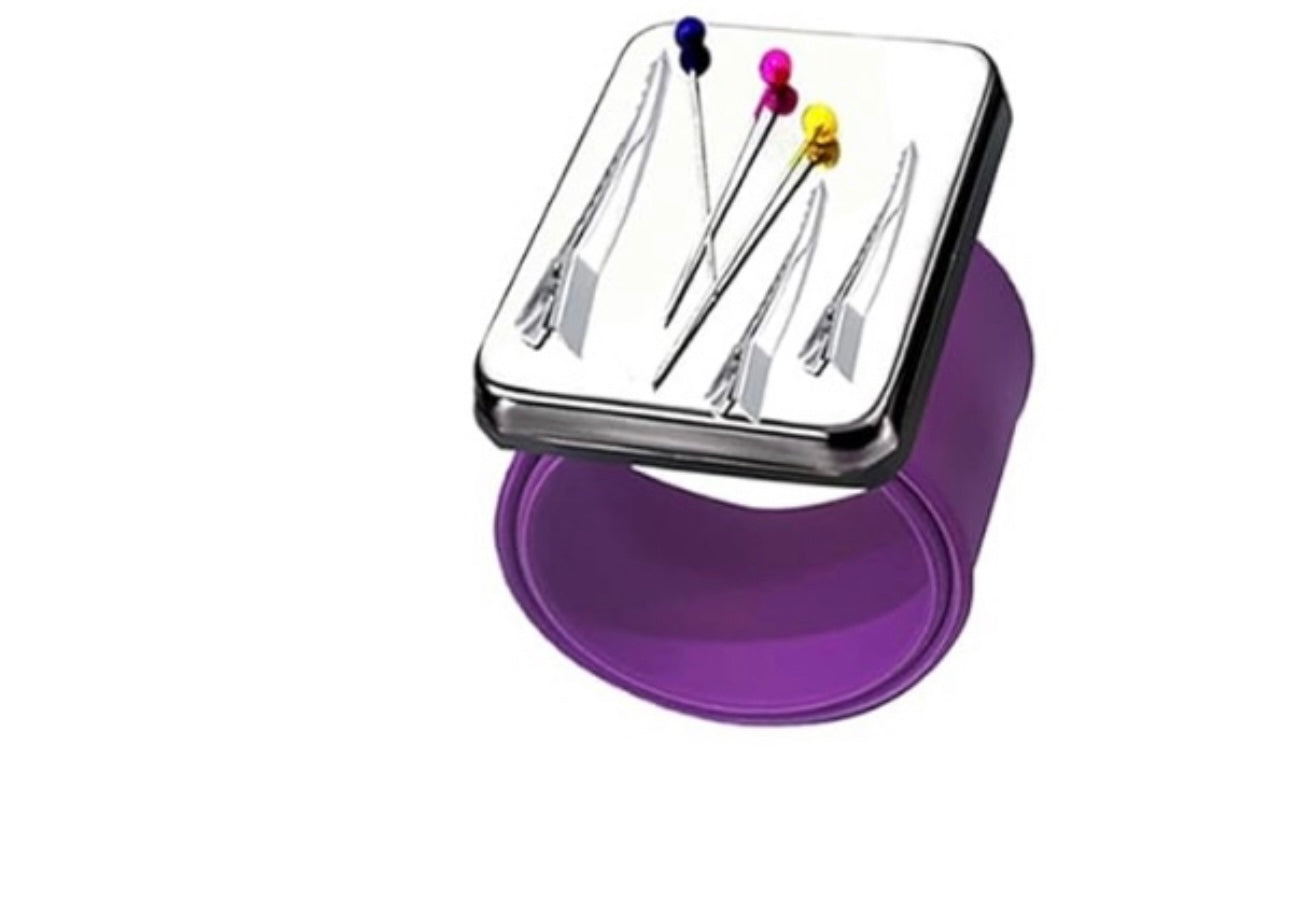 8 Pcs Hair Styling Tools Set Magnetic Gel & Silicone Wristband for Stylists, Braiders and Crafters—Wrist Strap, 1 Rat Tail Comb and 6 Plastic Clips