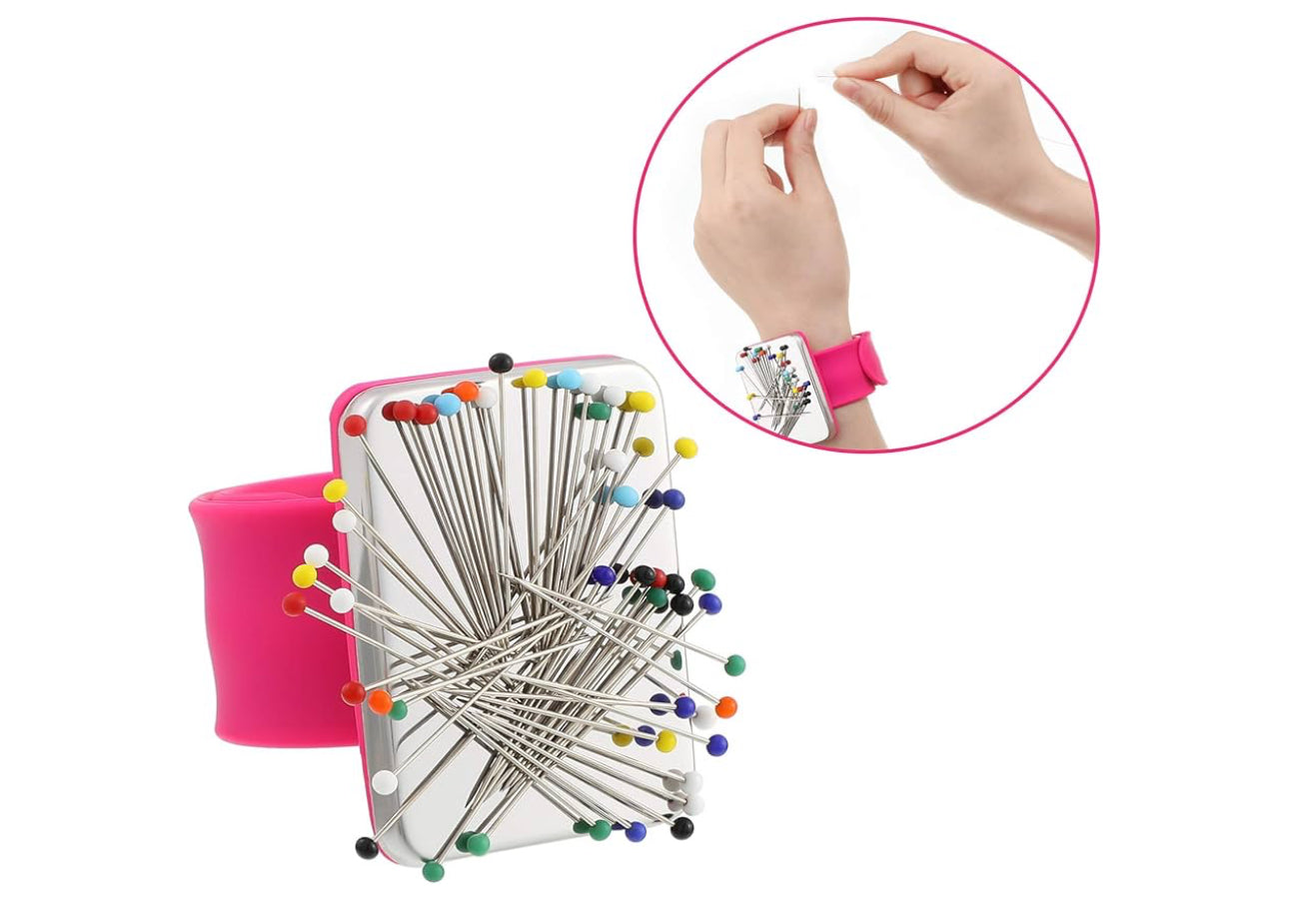 8 Pcs Hair Styling Tools Set Magnetic Gel & Silicone Wristband for Stylists, Braiders and Crafters—Wrist Strap, 1 Rat Tail Comb and 6 Plastic Clips