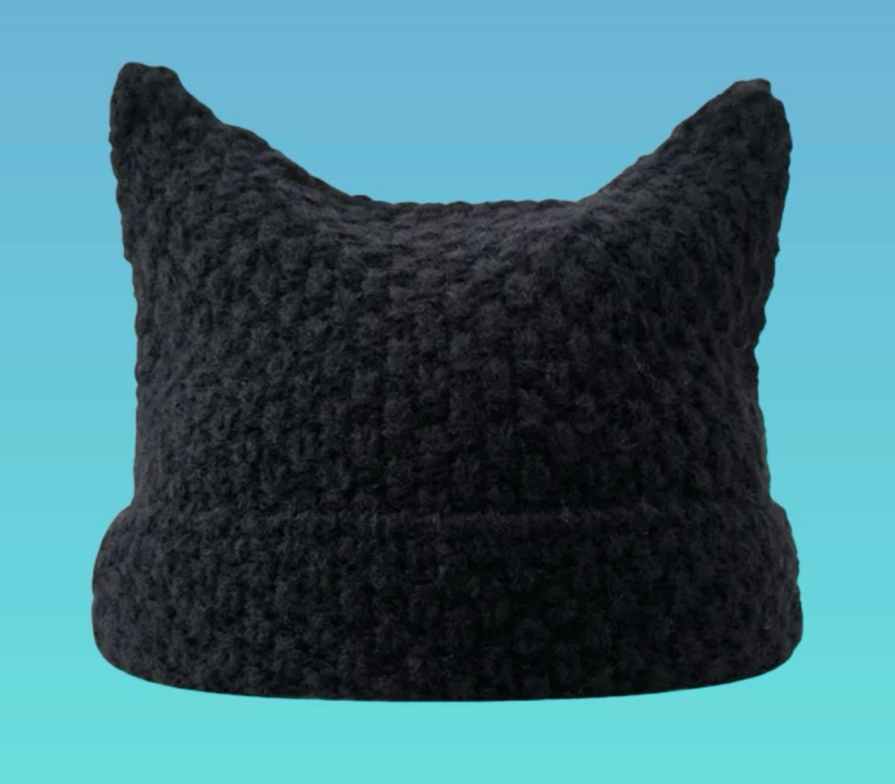 Cute Cat Ear Woolen Crochet Striped Warm Knit Hat Pullover Beanie Caps