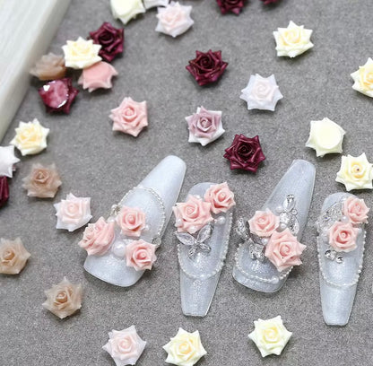 100 pcs 3d Rose Resin Nail Art Charms