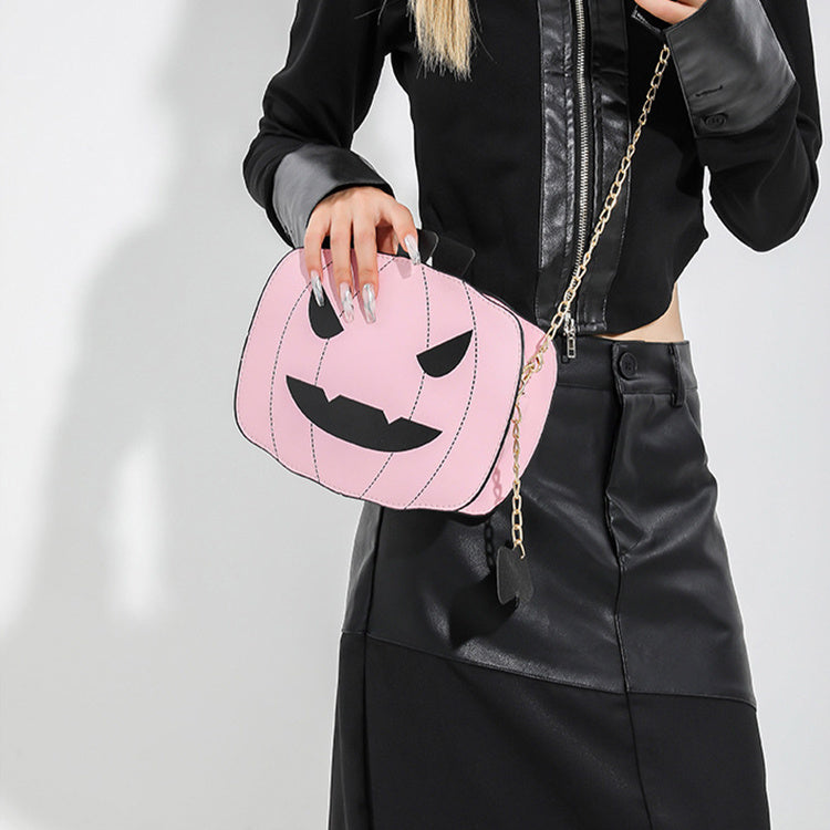 Halloween Cartoon Pumpkin Shoulder Bag For Personality Funny Creative Chain Crossbody Bags Men, Women, Girls