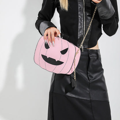 Halloween Cartoon Pumpkin Shoulder Bag For Personality Funny Creative Chain Crossbody Bags Men, Women, Girls