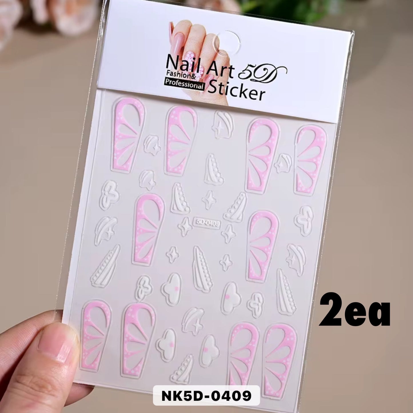 12pk-Pink Black & White Hollow Butterfly Wings Nail Art Stickers – 3D Elegant Butterfly Decals for DIY Nails