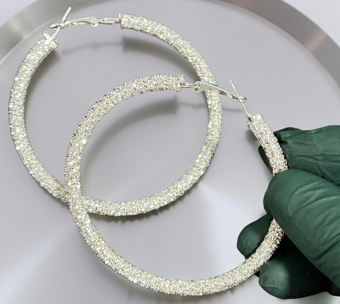 Sparkle Resin Rhinestone Wrapped Hoop Dangle Earrings, Bohemian Style