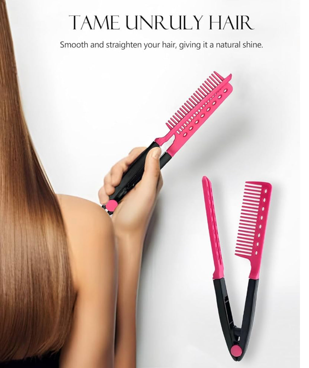 V-Clip Flat Ironing Assisting Hair Straightening Comb (2-Pack)