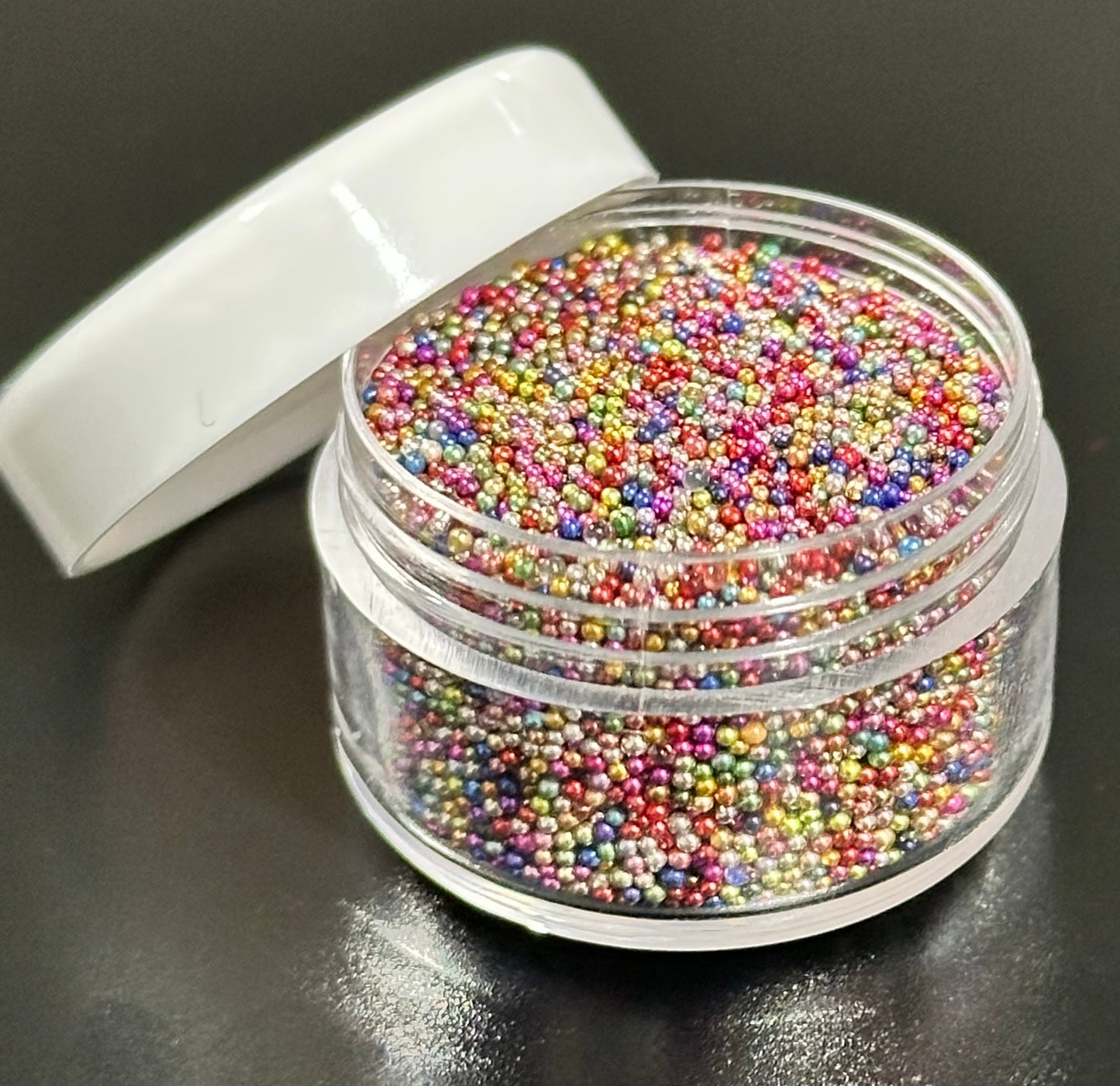 3pc Gold Silver & Colorful 0.4mm Metallic Caviar Nail Beads – 3 Jars for 3D Nail Art, DIY Nail Design, Nail Accessories