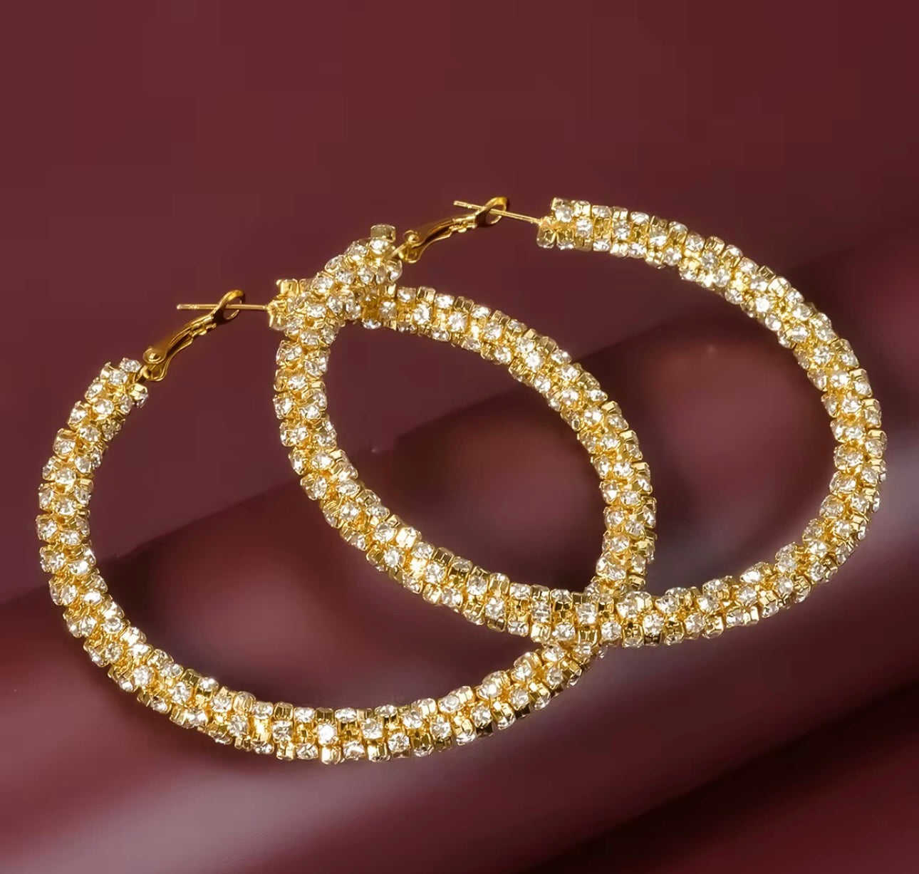 Sparkle Resin Rhinestone Wrapped Hoop Dangle Earrings, Bohemian Style