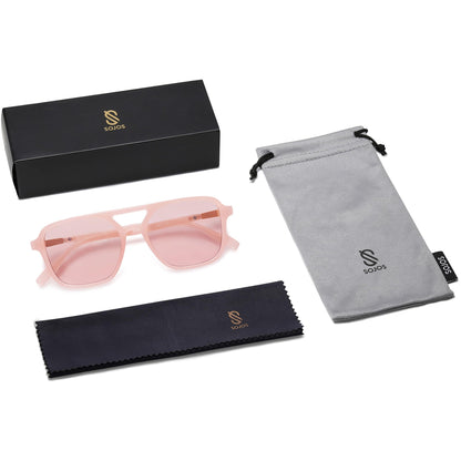SOJOS Retro Aviator Sunglasses for Women Men,Trendy Rectangle Womens Mens Shades Sun Glasses SJ2202