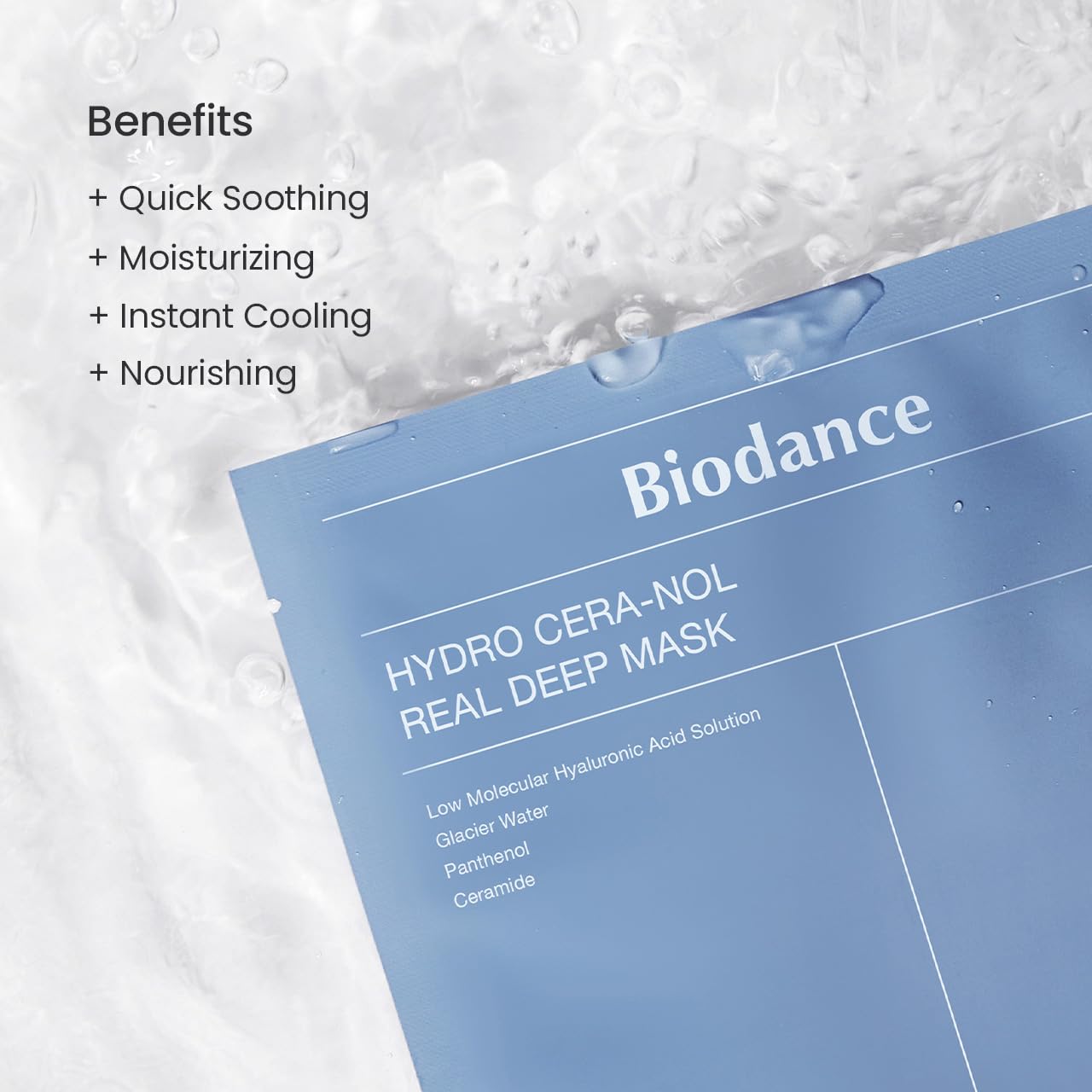 BIODANCE Hydro Cera-nol Real Deep Mask, Overnight Hydrogel Mask, Hydrating Facial Mask For Sensitive Skin, Redness Reducing & Quick Soothing Effect, Korean Skincare, Stocking Stuffers |1.19oz(34g)x4ea