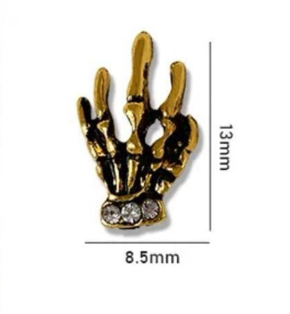 12 Piece Pack Halloween Nail Art Charms - Skeleton Hands, Rabbits, Spiders