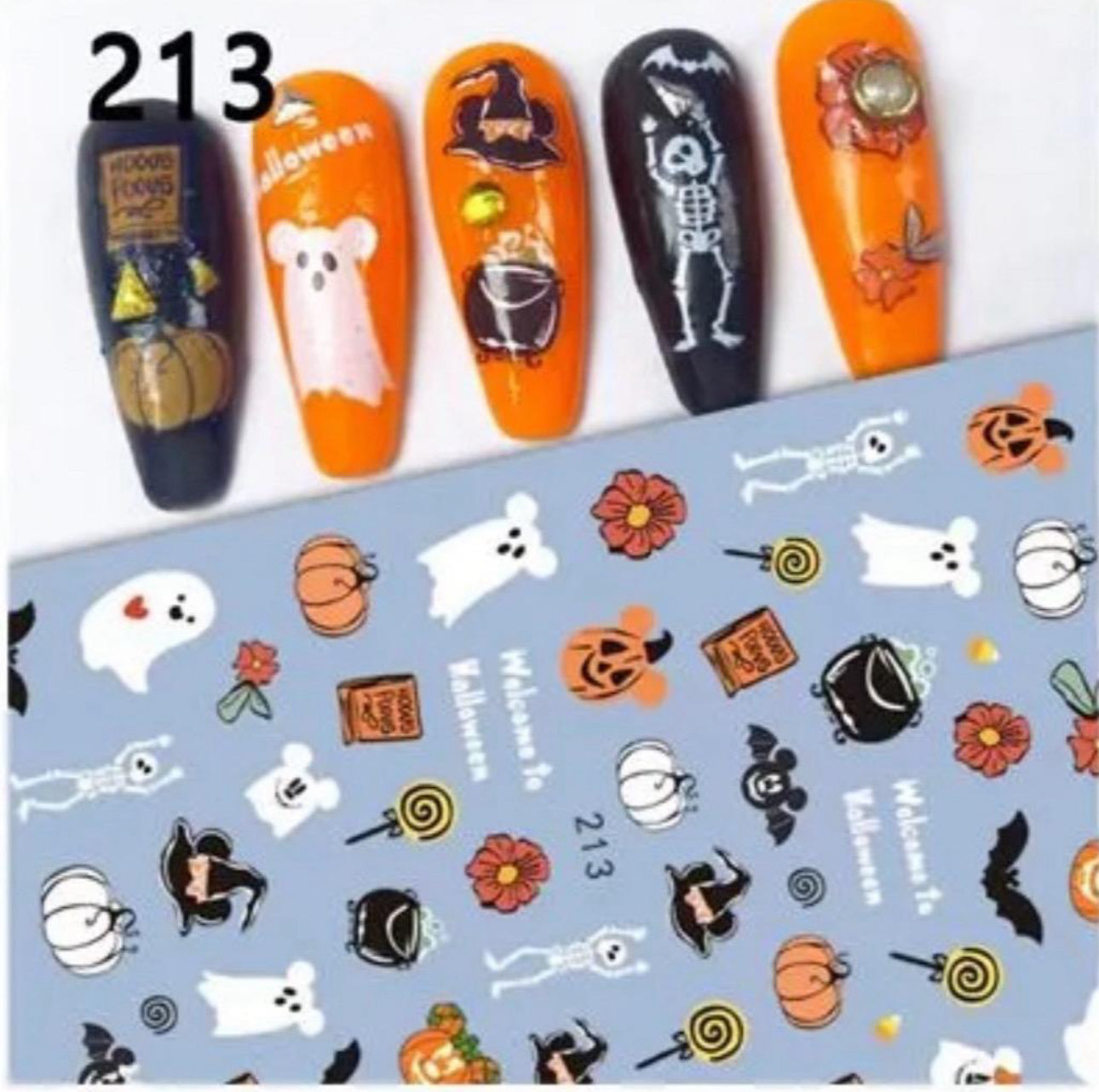 Halloween Nail Sticker Set with 5pk Stickers and Decal Album - Nail Art for Spooky and Stylish Designs