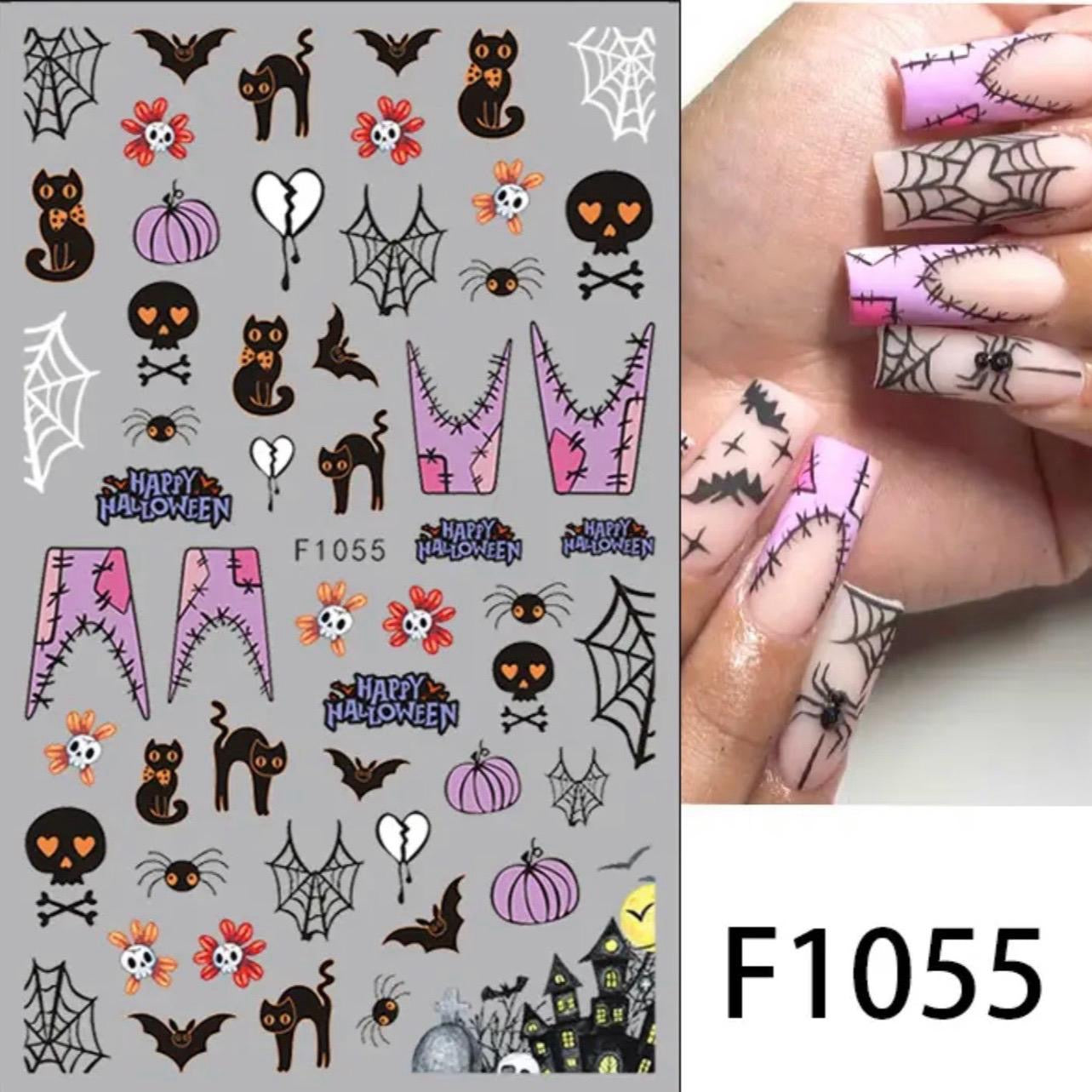 Ghost Face and NBC Themed Halloween Nail Stickers for Nail Decorations - Pack of 5 Nail Art Stickers and 1 Decal Album