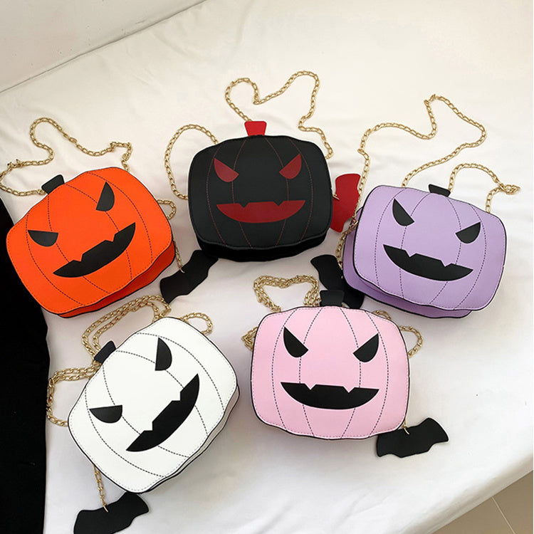 Halloween Cartoon Pumpkin Shoulder Bag For Personality Funny Creative Chain Crossbody Bags Men, Women, Girls