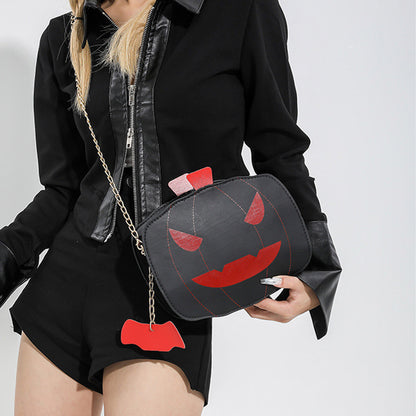 Halloween Cartoon Pumpkin Shoulder Bag For Personality Funny Creative Chain Crossbody Bags Men, Women, Girls