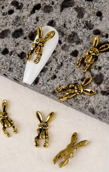 12 Piece Pack Halloween Nail Art Charms - Skeleton Hands, Rabbits, Spiders