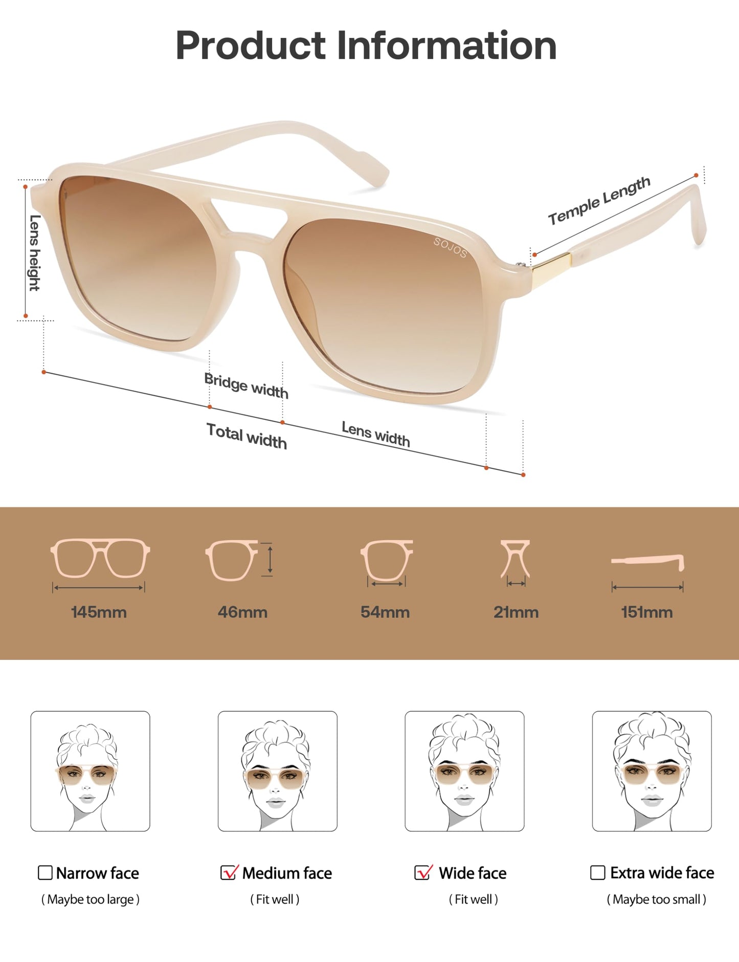 SOJOS Retro Aviator Sunglasses for Women Men,Trendy Rectangle Womens Mens Shades Sun Glasses SJ2202