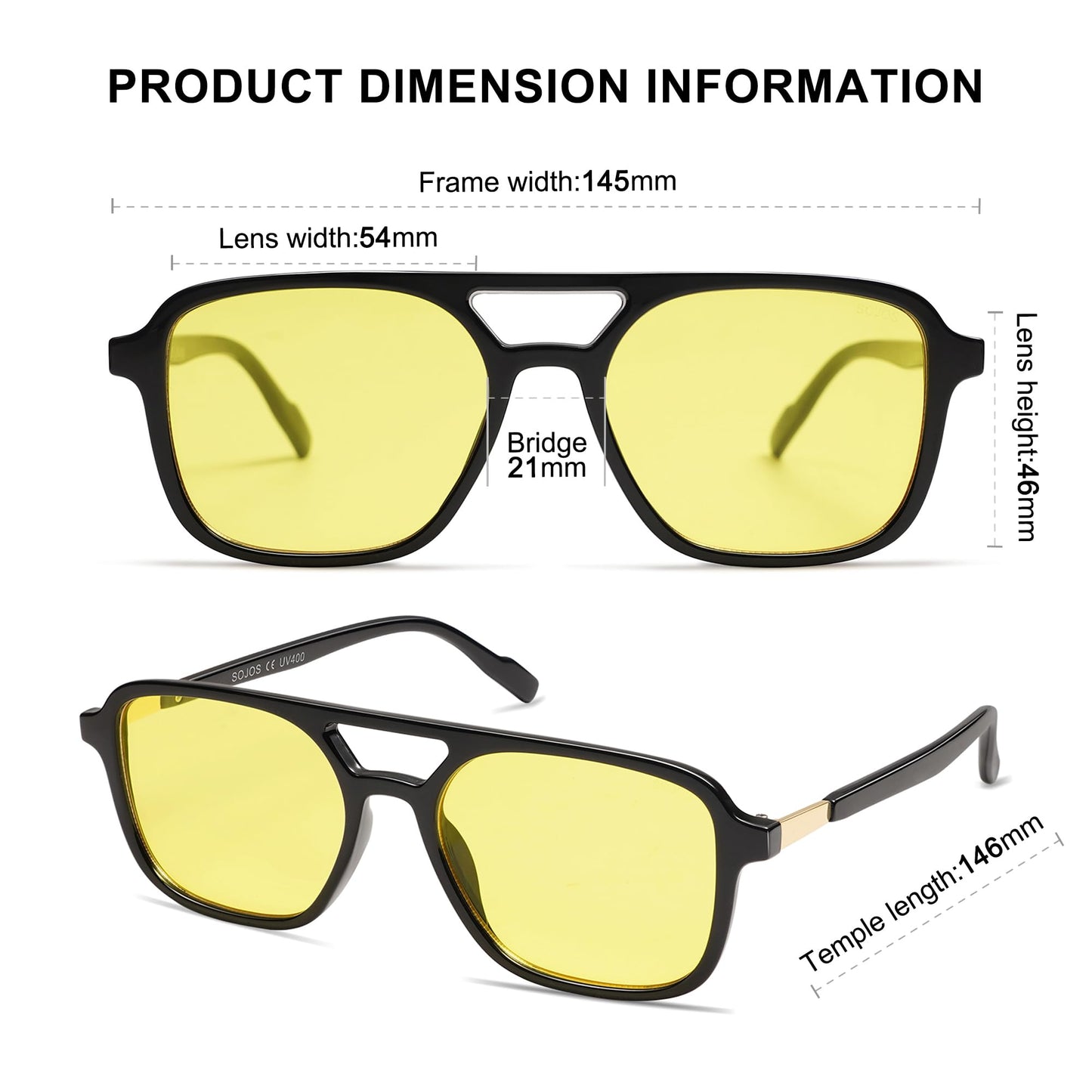 SOJOS Retro Aviator Sunglasses for Women Men,Trendy Rectangle Womens Mens Shades Sun Glasses SJ2202