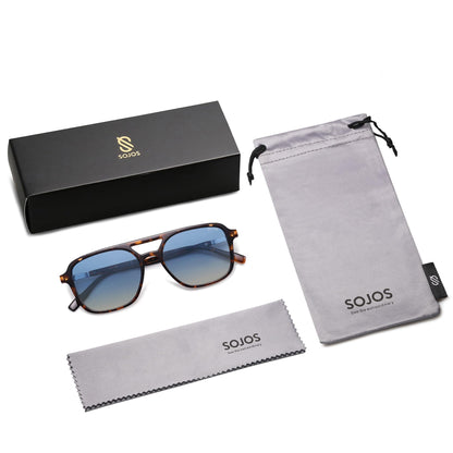 SOJOS Retro Aviator Sunglasses for Women Men,Trendy Rectangle Womens Mens Shades Sun Glasses SJ2202